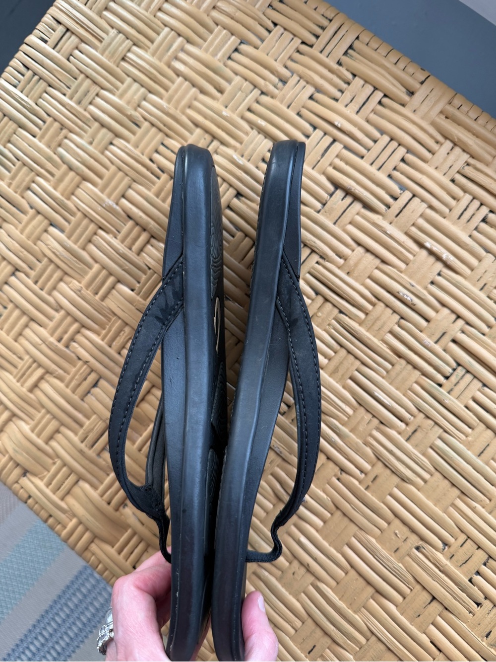 Olukai Black Comfort Flip Flops - Picture 3 of 5